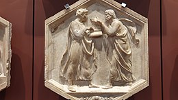 Plato and Aristotle dialectics by Luca della Robbia-Museo dell'Opera del Duomo-Florence.jpg