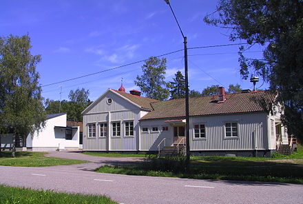 Pöytyä church hall in Finland during a 2008 July day.
