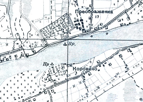 Усадьба Преображенка на карте 1930 года