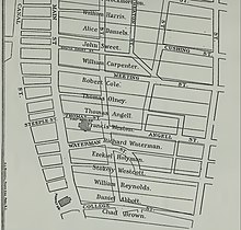 Harris lot in Providence overlaid on contemporary map Prov Home Lots.2.jpg