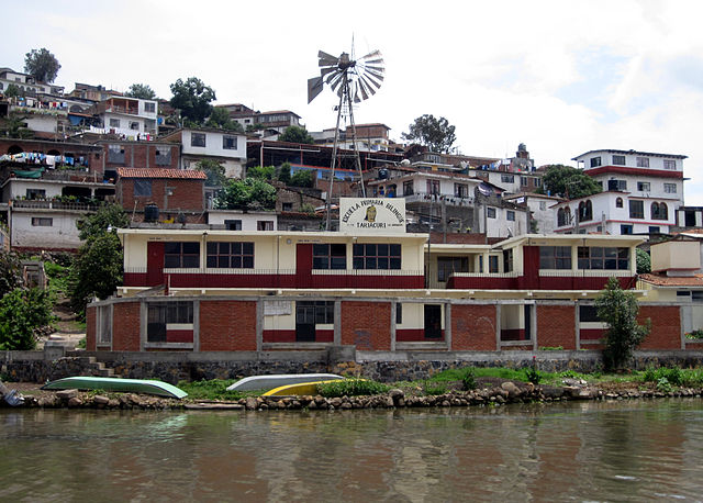 A bilingual Purépecha/Spanish school in the Purépecha community of Janitzio, Michoacán. Since Mexico's 2000 indigenous language law, indigenous langua