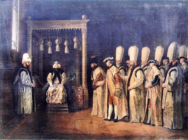 Ottoman Porte, 1767, gateway to trade with the Levant. Painting by Antoine de Favray.