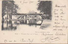 Reims nouveau pont Ponsin-Druart sur le canal.