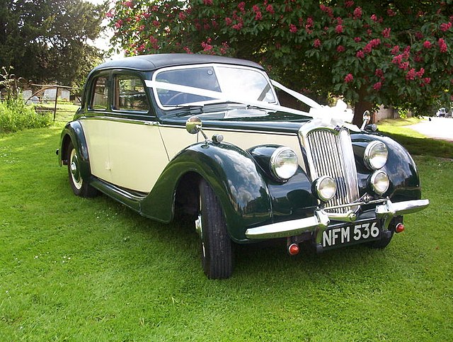 1951 Riley RMA decorated for use as a wedding car