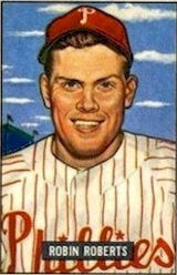A sketch portrait of Robin Roberts the Phillies' pitcher from 1948 to 1961