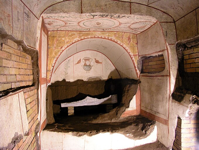 Rom, Domitilla-Katakomben, Wandgrber mit Fresken