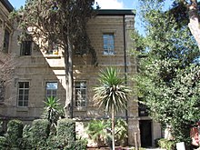 Garden view of the Meyer Rothschild Hospital, established at 37 Street of the Prophets, Jerusalem, in 1888. Rothschild Hospital garden.jpg