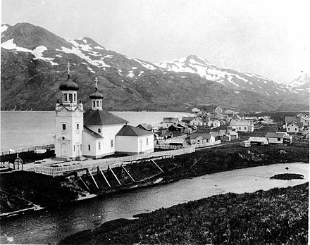 Russian Orthodox church and town, June 1906