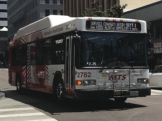 CNG Powered MTS bus in Downtown San Diego