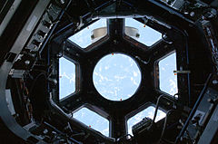 An image taken through the Cupola