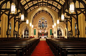 The nave from the back Sacred Heart Cathedral - Davenport, Iowa interior 03.jpg