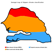 Senegal map of Köppen climate classification