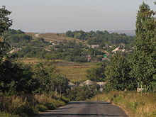 Вид на село с дороги на Приволье