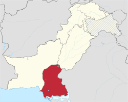 Localização do condado de Sinde no Paquistão.