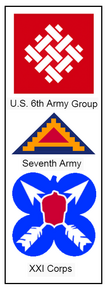 Sixth Army Group, Seventh Army, XXI Corps insignia composite.png