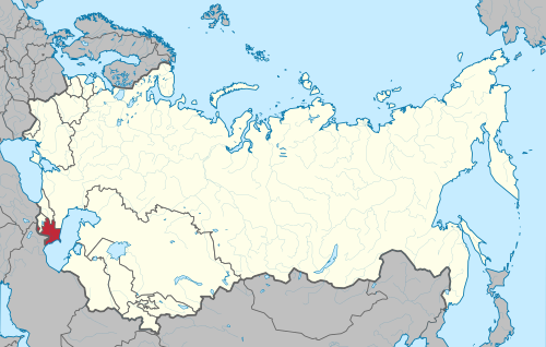 Location of Azerbaijan (red) within the Soviet Union