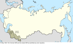 Map of the change to the Soviet Union on 13 May 1925
