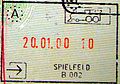 Entry stamp for rail travel, issued at Spielfeld