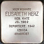 Stumbling block for Elisabeth Herz (Bahnhofstrasse 48)