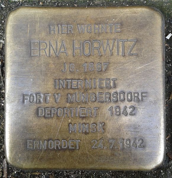 File:Stolperstein Köln Ewaldistraße 9 Erna Horwitz.jpg