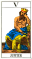 Jupiter ist der oberste römische Gott, hier auf einer Spielkarte