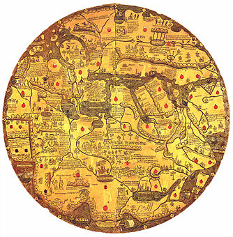 Mappamondo Borgiano, also known as "Tavola di Velletri", consisting of two copper tablets (1430)