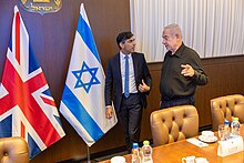 Sunak with Israeli prime minister Benjamin Netanyahu in Tel Aviv, Israel, 19 October 2023 The Prime Minister meets the Prime Minister of Israel (53268404982).jpg