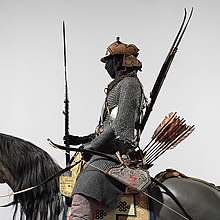 18th century Tibetan cavalryman and horse armor on display at the Metropolitan Museum of Art. Tibetan Armored Cavalryman.jpg