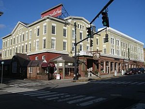 The Yankee Pedlar Inn on the corner of Main Street and Maiden Lane in Torrington, Connecticut. Torrington0062 YankeePedlar sm.JPG