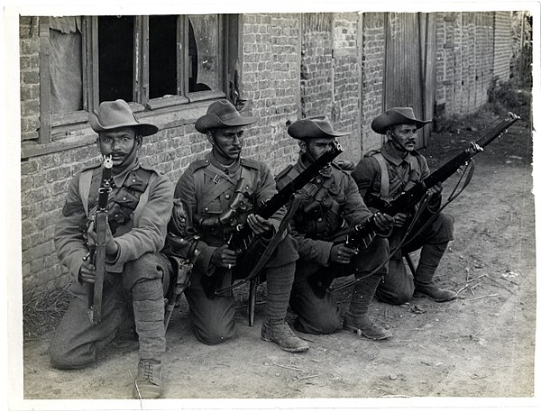Typical 13th Frontier Force riflemen (Estaires-La Bassée Road, France). Photographer- H. D. Girdwood. (13875264813)