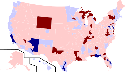 Open seats highlighted by party.
Democratic-held seats:      Retiring Not retiring
Republican-held seats:      Retiring Not retiring US House 2016 open seats.svg