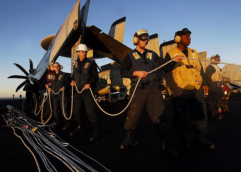 File:US Navy 081116-N-6538W-118 Sailors man the phone and distance line.jpg