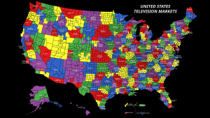 Map of the 210 media markets in the United States, including U.S. territories US TV Market Map.svg