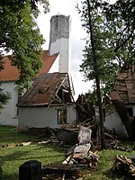 Damage to the Väike-Maarja Church in Estonia after the derecho hit on 8 August 2010