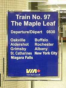 VIA Maple Leaf sign at Toronto Union Station