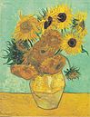 Vază cu 12 floarea-soarelui - Vincent van Gogh; ulei pe pânză (august 1888), Neue Pinakothek, München.