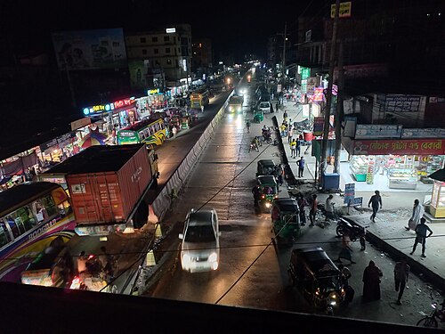 View from paduar bazar biswaroad flying over at night