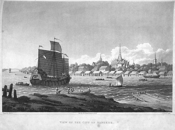 Engraving of the city from British diplomat John Crawfurd's embassy in 1822