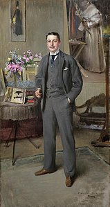 Full-length male portrait (Cesare Formilli?, Italian painter) label QS:Len,"Full-length male portrait (Cesare Formilli?, Italian painter)" 1890