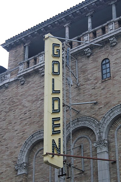 Sign with the Golden Theatre's name