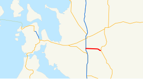 Kırmızıyla vurgulanmış SR 538 geçerli rotayı gösteren batı Skagit County haritası.