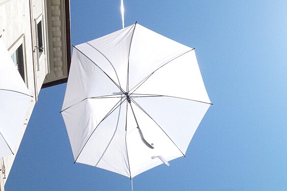 white decorative umbrella in Genoa