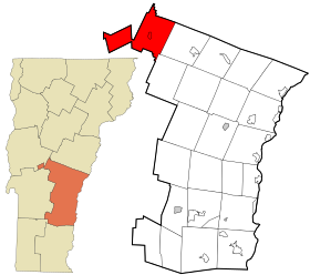 Windsor County Vermont incorporated and unincorporated areas Rochester highlighted.svg