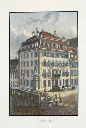 Hotel Krone in Solothurn, painting from 1840-1850 Zentralbibliothek Solothurn - Solothurn - a0549.tif