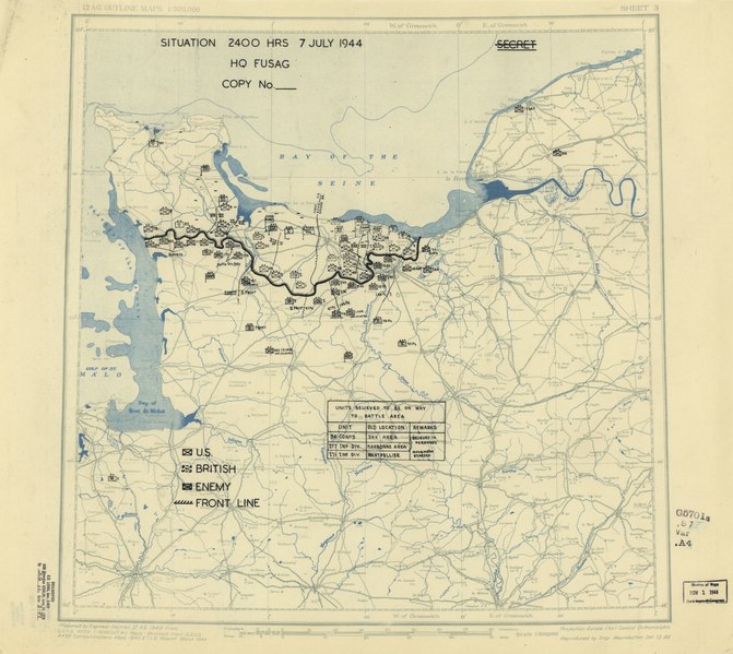 File:(July 7, 1944), HQ Twelfth Army Group situation map. LOC 2004629070.tif