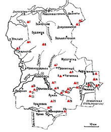 distretto di Novoorsky.  Mappa dei Monumenti Naturali.png