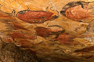 アルタミラ洞窟の壁画　、世界遺産、　スペイン、旧石器時代