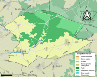 Barevná mapa znázorňující využití půdy.