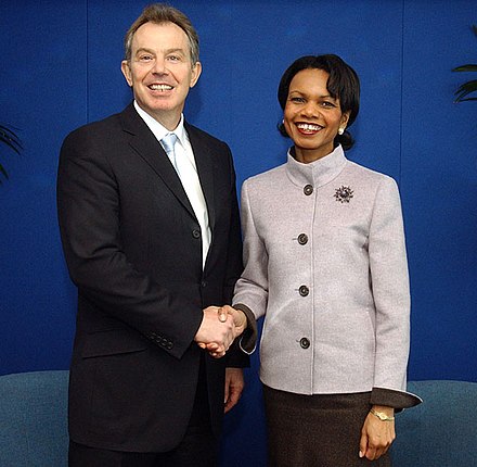 Blair meets with US secretary of state Condoleezza Rice in 2005