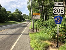 US 206 and CR 521 southbound in Montague Township